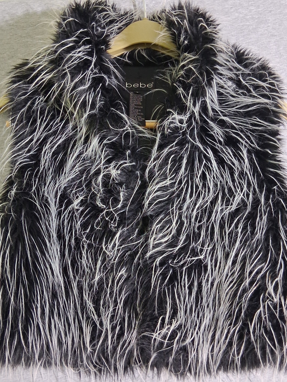 bebe Black and White Faux Fur Teddy Jacket